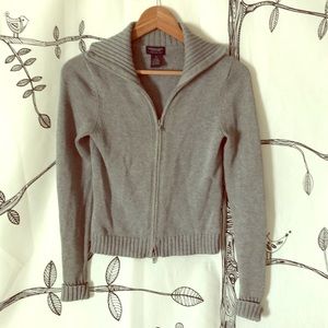 Grey Full-zip Sweater -XS- American Eagle